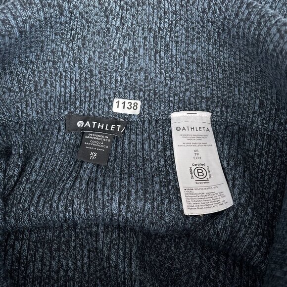 Athleta Reverie Hi-Rise Wide-Leg Sweater Knit Pants Pull‎ On Navy Blue Women XS - Picture 7 of 14